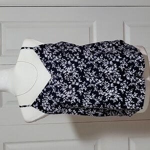 Maison Jules Navy and White Floral Print Camisole Adjustable Strap Top - Size M